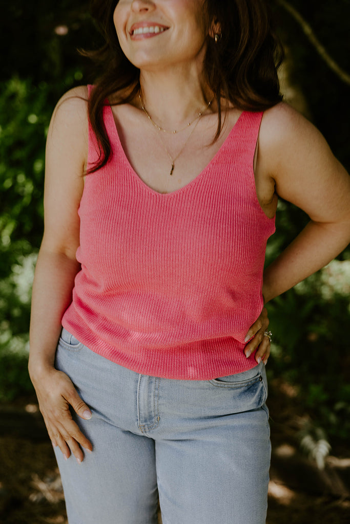 Lightweight Knit Tank - Pink