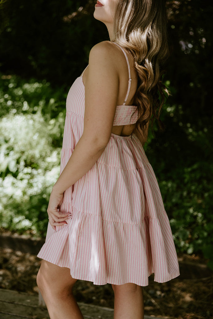 Striped Sun Dress - Pink