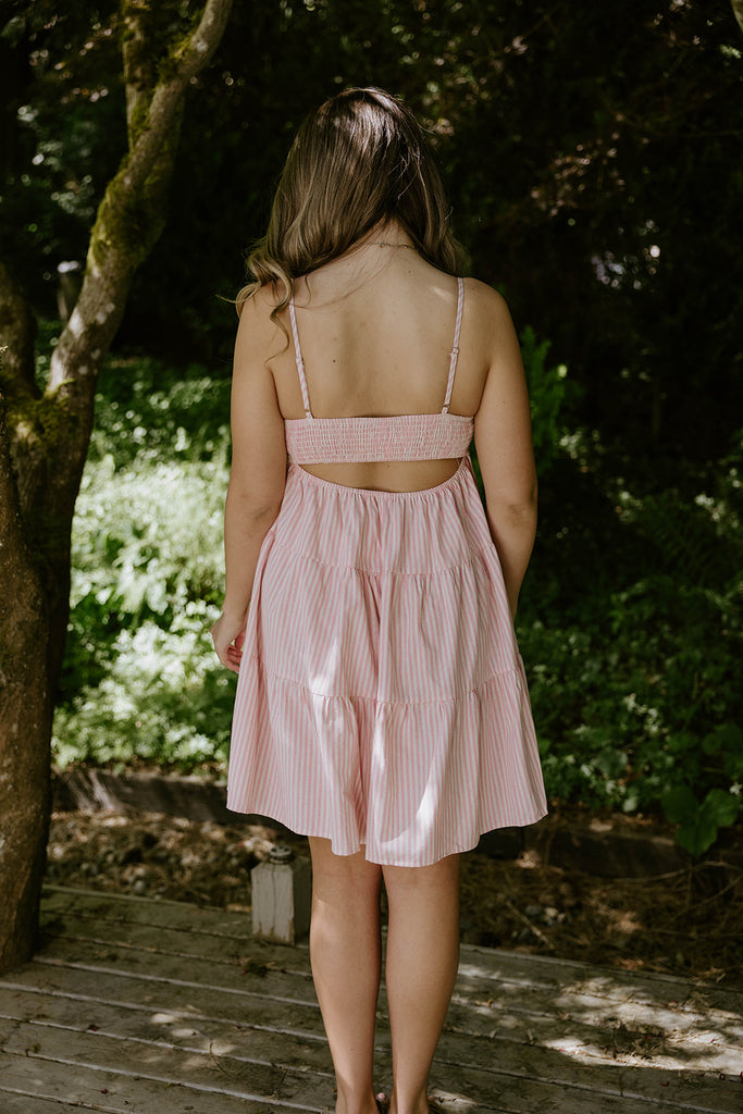 Striped Sun Dress - Pink