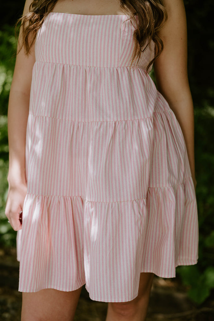 Striped Sun Dress - Pink