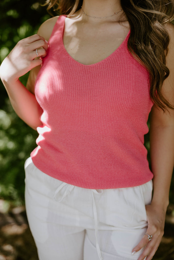 Lightweight Knit Tank - Pink