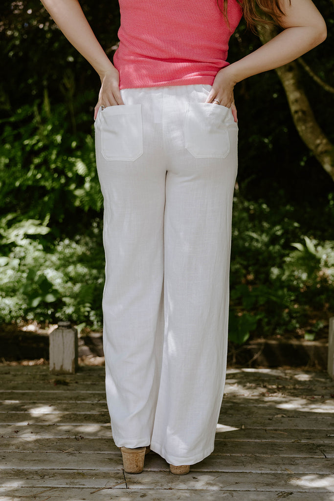 Linen Pant With Straight Leg - White