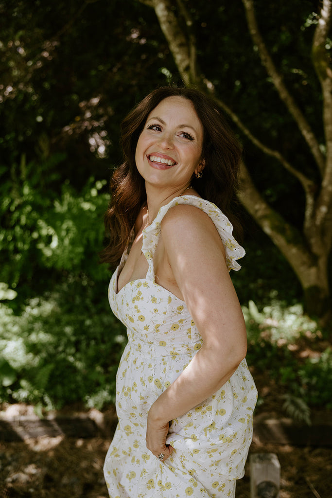 Floral Eyelet Corset Midi Dress - Yellow