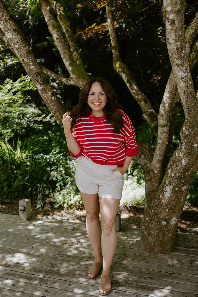 Boxy Striped Knit Red