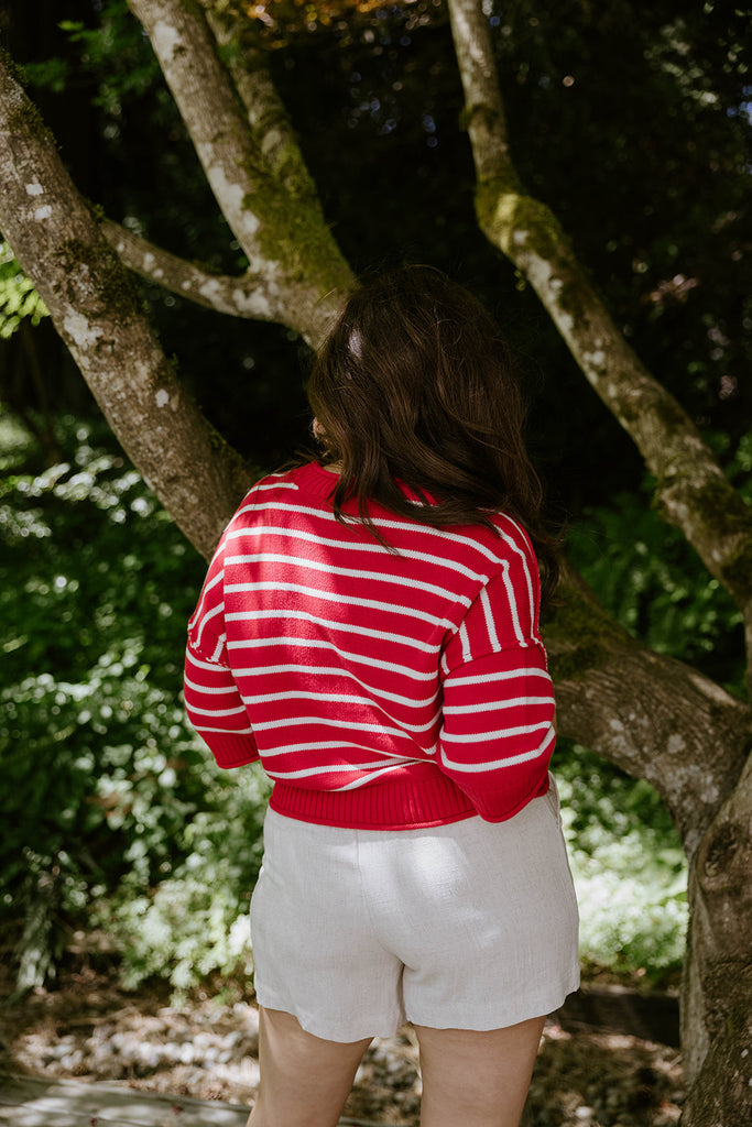 Boxy Striped Knit Red