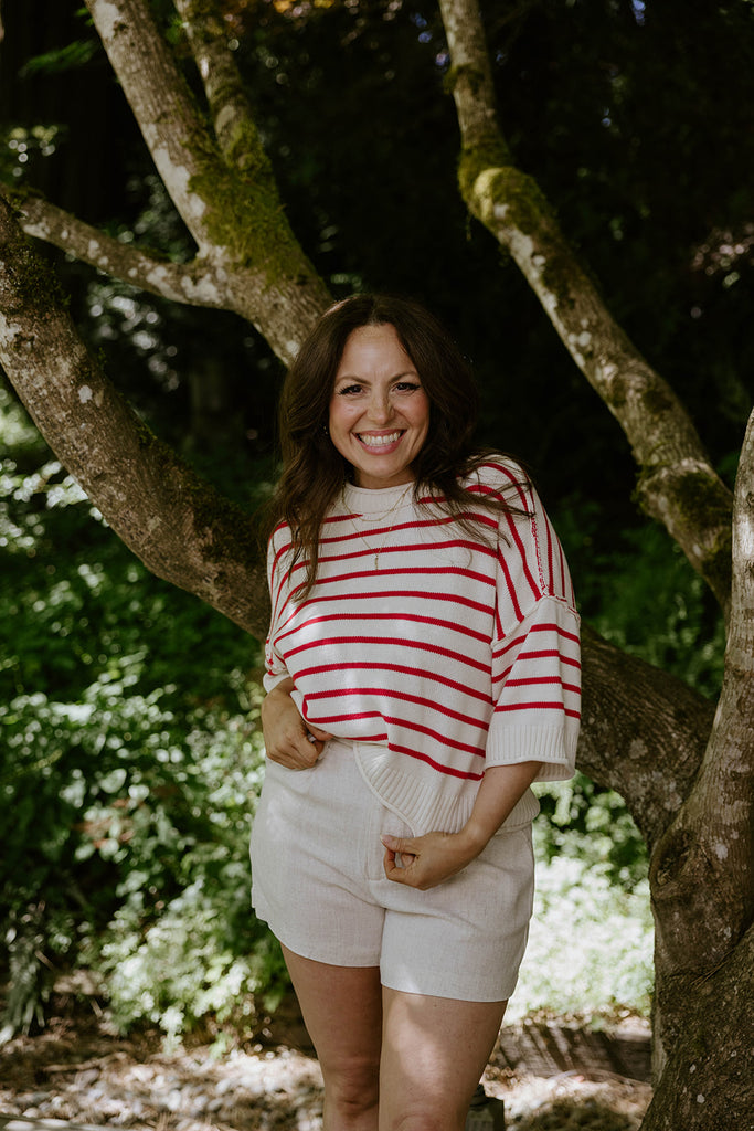 Red Boxy Striped Knit