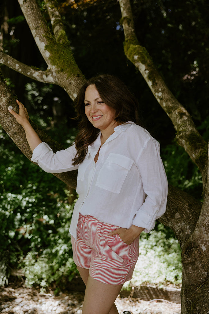 Classic Linen Button Up - White