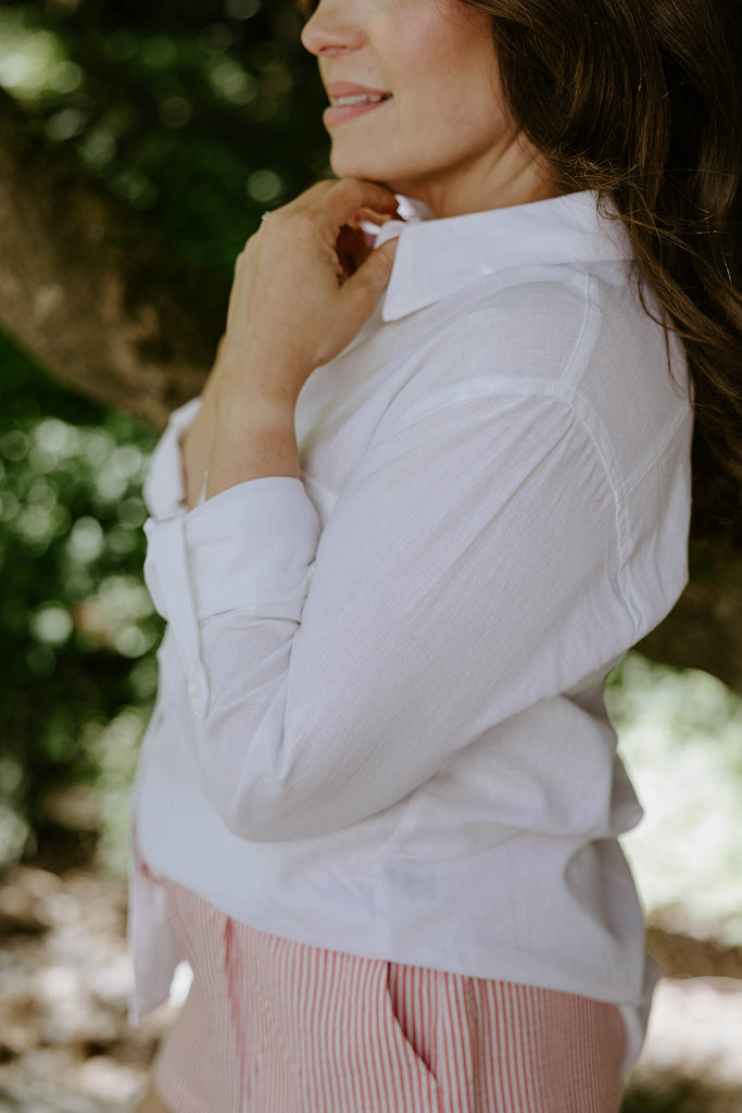 Classic Linen Button Up - White