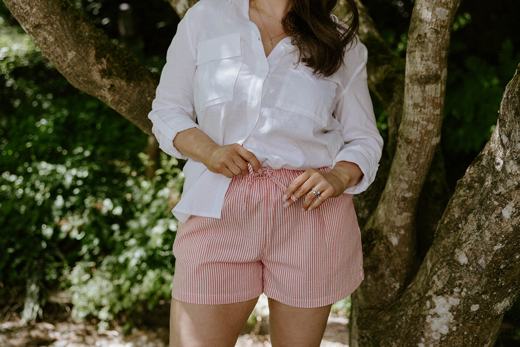 Striped Casual Short - Red