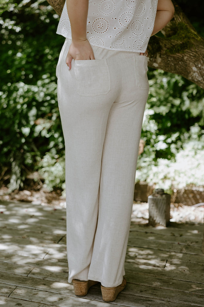 Linen Pant With Straight Leg - Oat