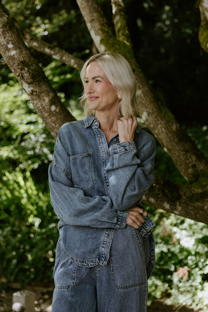 Chambray/Tencel Button Up Shirt