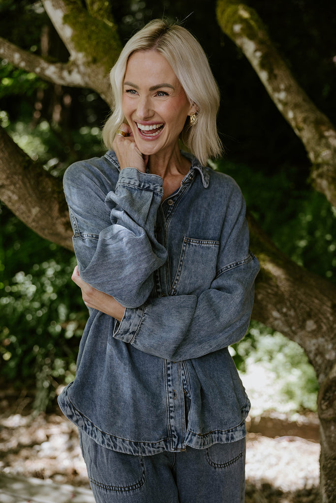 Chambray/Tencel Button Up Shirt