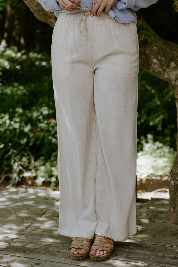 Linen Pant With Straight Leg - Oat