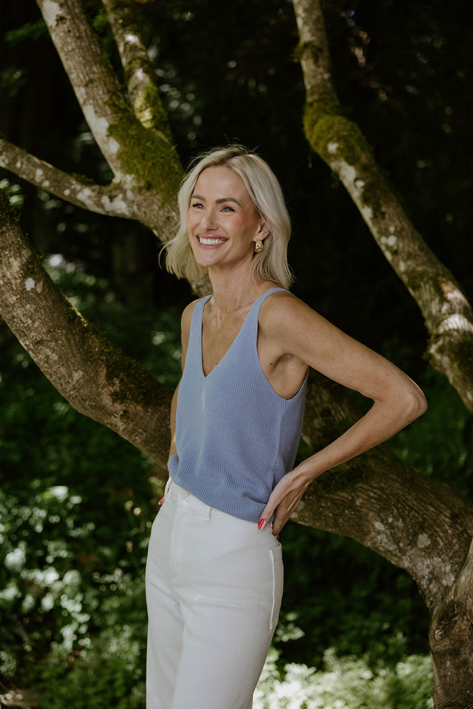 Lightweight Knit Tank - Blue