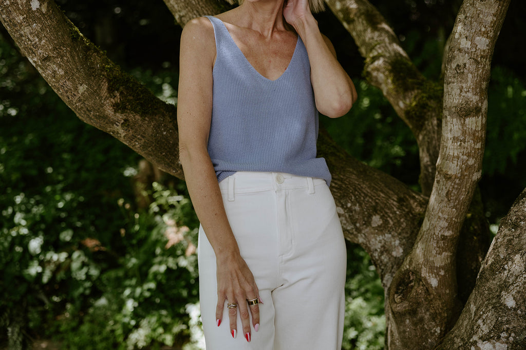 Lightweight Knit Tank - Blue