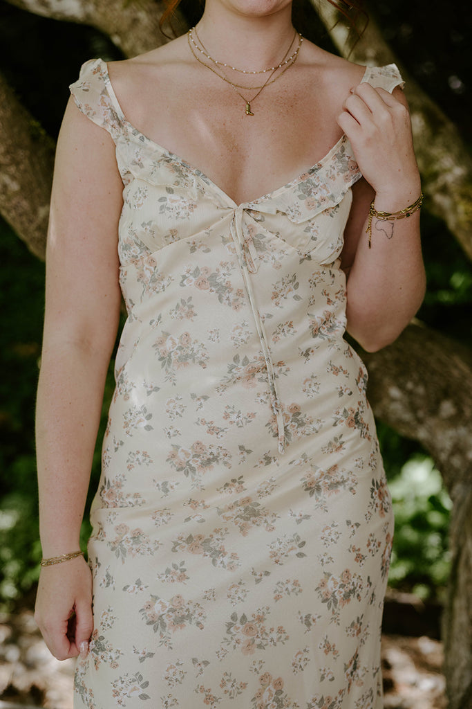 Ruffle Floral Dress - Yellow