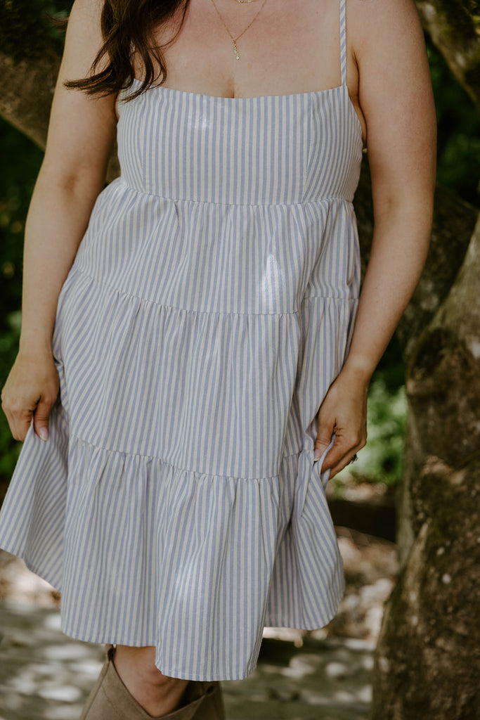 Striped Sun Dress - Sky Blue
