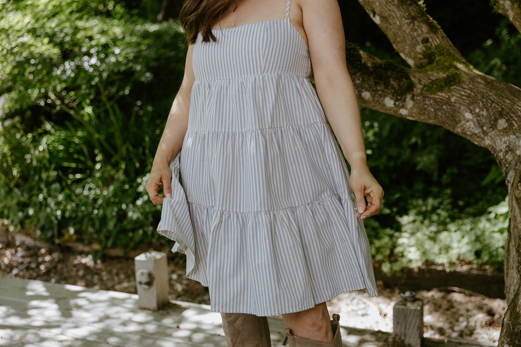 Striped Sun Dress - Sky Blue