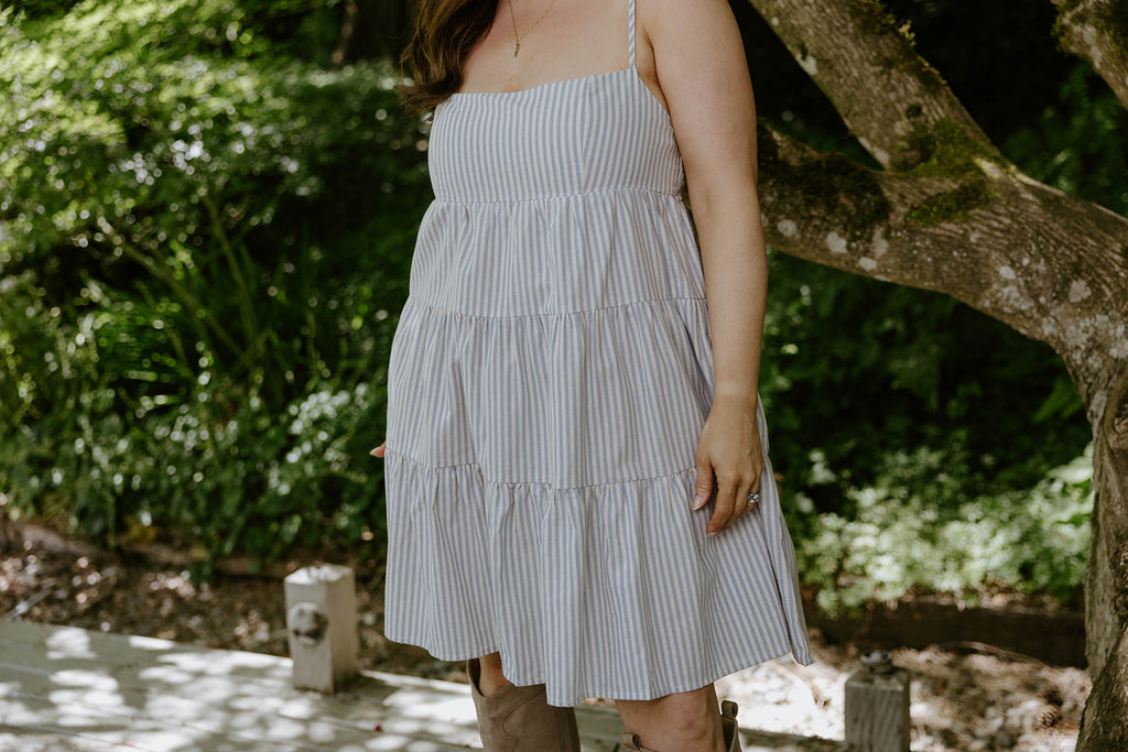 Striped Sun Dress - Sky Blue