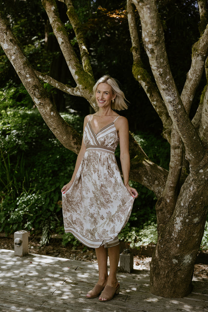 Printed Midi Dress - Sand