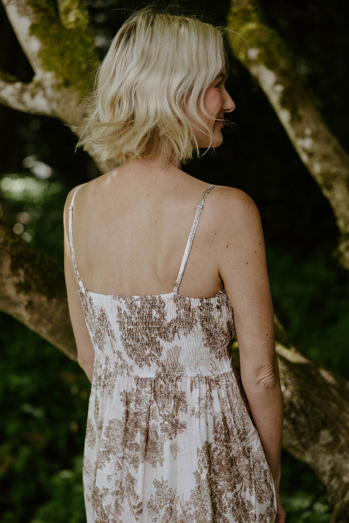 Printed Midi Dress - Sand