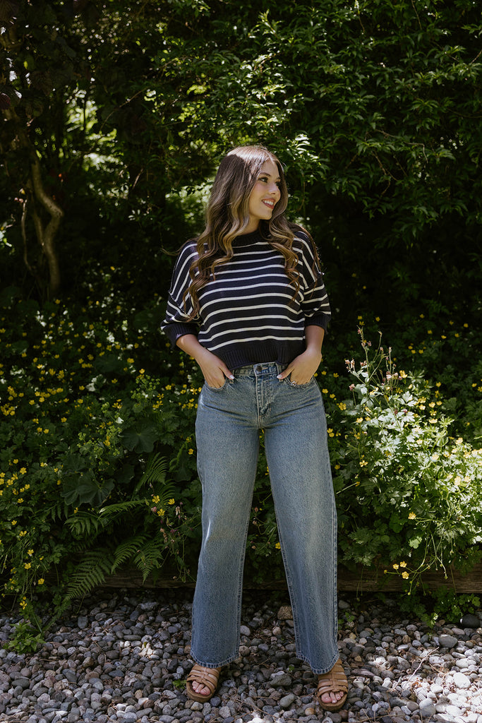 Boxy Striped Knit - Navy