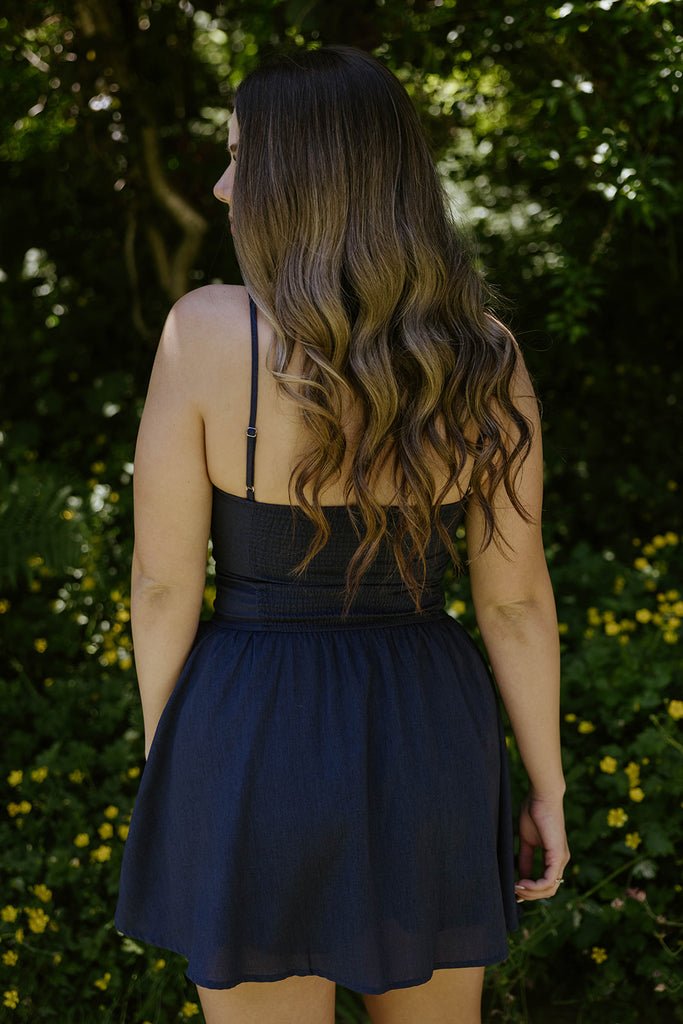 Spaghetti Strap Mini Dress - Navy