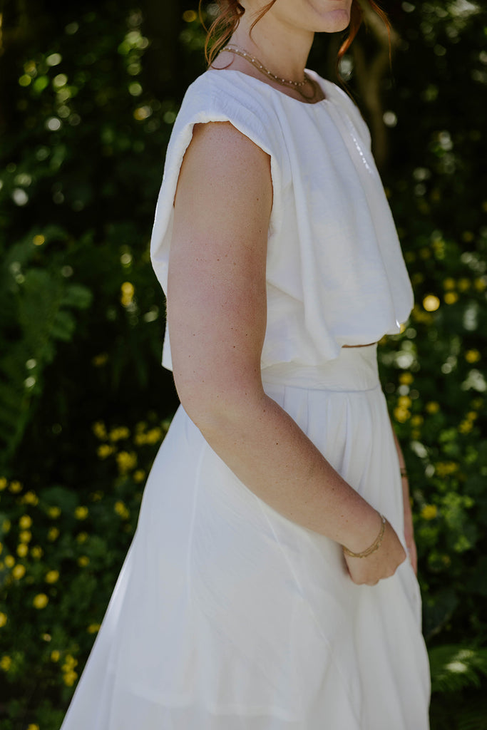 Bubble Top & Skirt Set - White