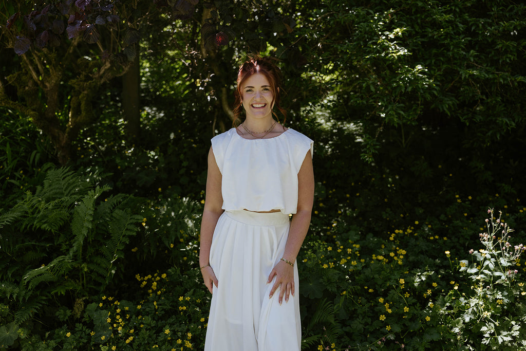 Bubble Top & Skirt Set - White