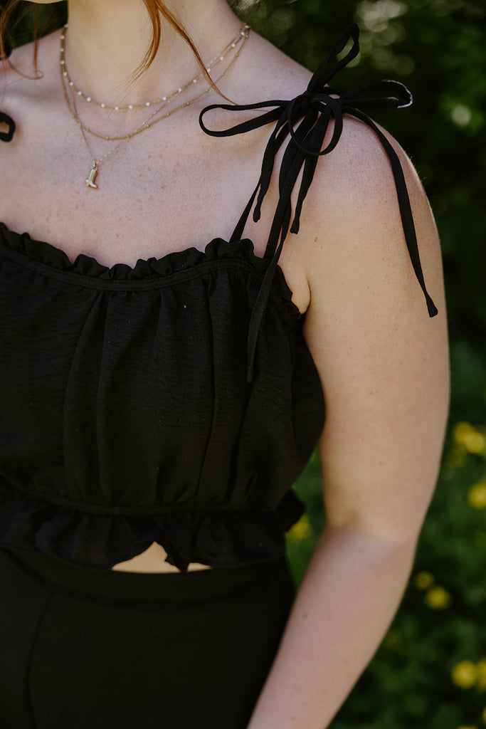 Casual Top and Pant Set - Black