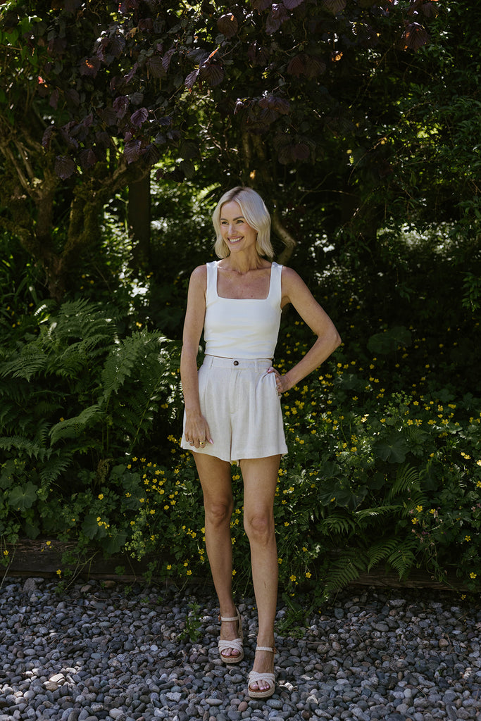 Linen Shorts with Pockets - Oat