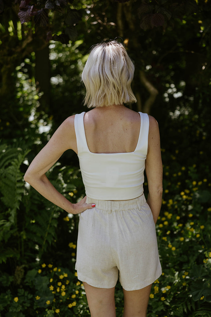 Linen Shorts with Pockets - Oat
