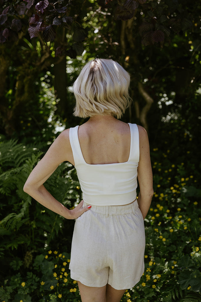 Linen Shorts with Pockets - Oat