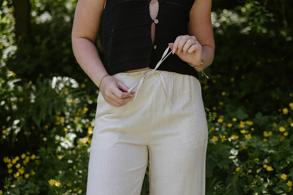 Linen Pant With Straight Leg - Oat