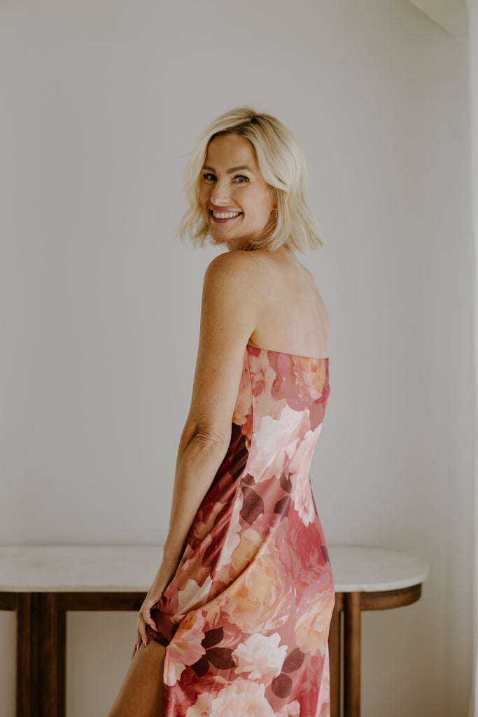 Romantic Floral Strapless Maxi