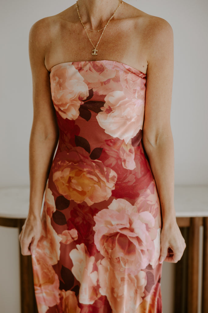 Romantic Floral Strapless Maxi