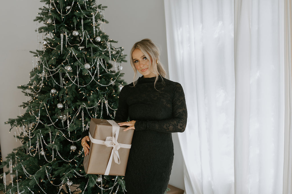 Long Crinkled Stretchy Dress - Black