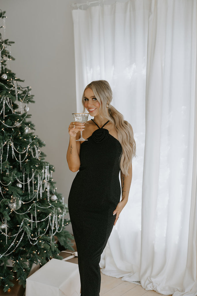 Sparkly Dress with Flower Motif