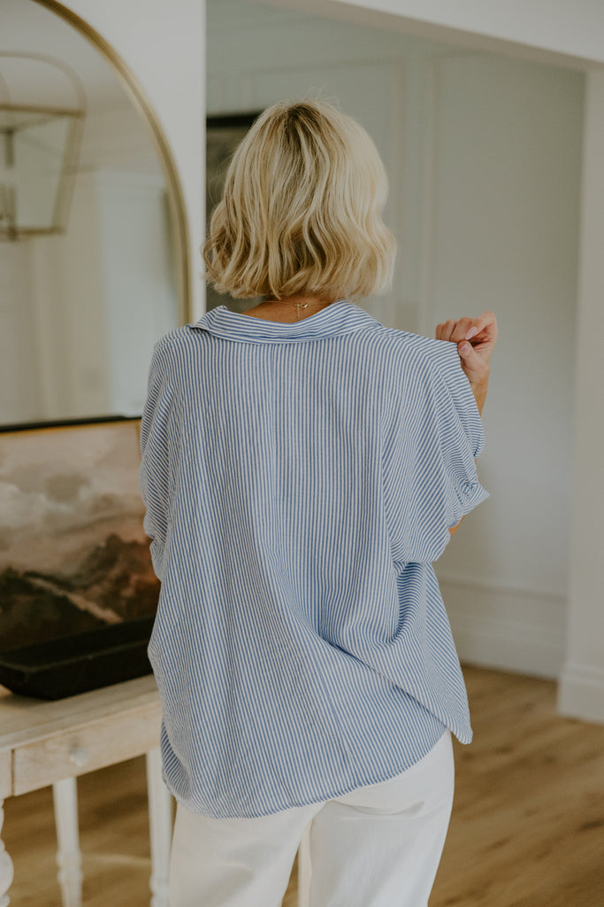 Oversized Striped Shirt - Blue