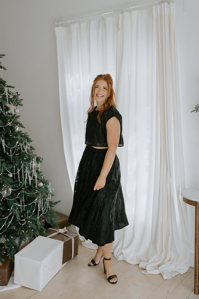 Jacquard Matching Top & Skirt Set