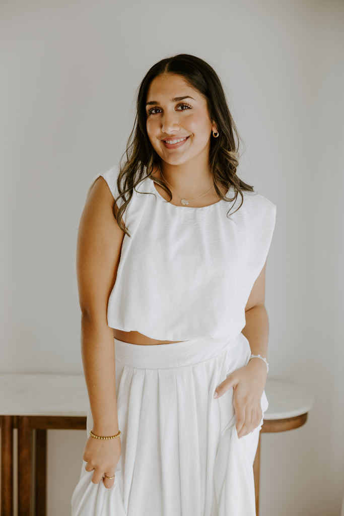 Bubble Top & Skirt Set - White