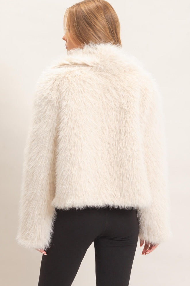 The Elevated Classic Faux Fur Jacket - Cream