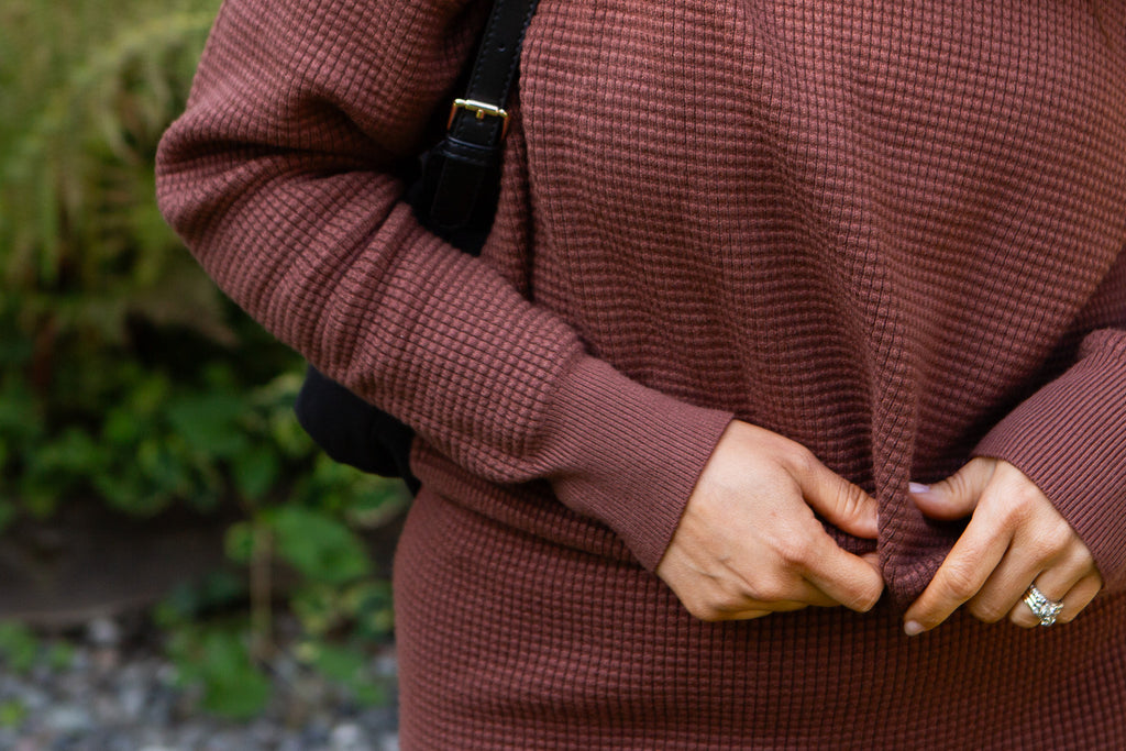 Waffle Sweater & Skirt Set - Puce