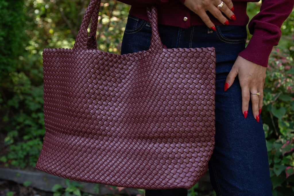 Large Woven Bag - Burgundy