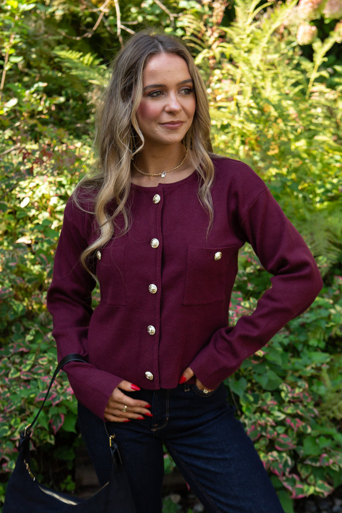 Knit Jacket - Wine