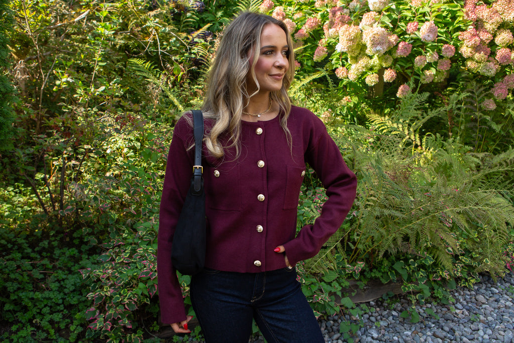 Knit Jacket - Wine