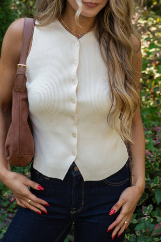 Button Up Knit Vest - Navy