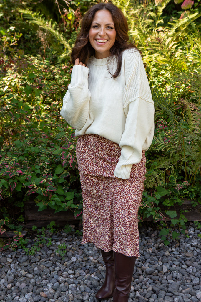 Floral Midi Skirt - Rust