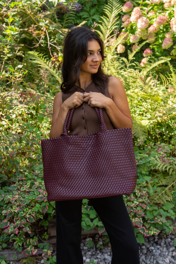 Large Woven Bag - Burgundy