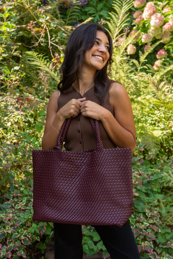 Large Woven Bag - Burgundy